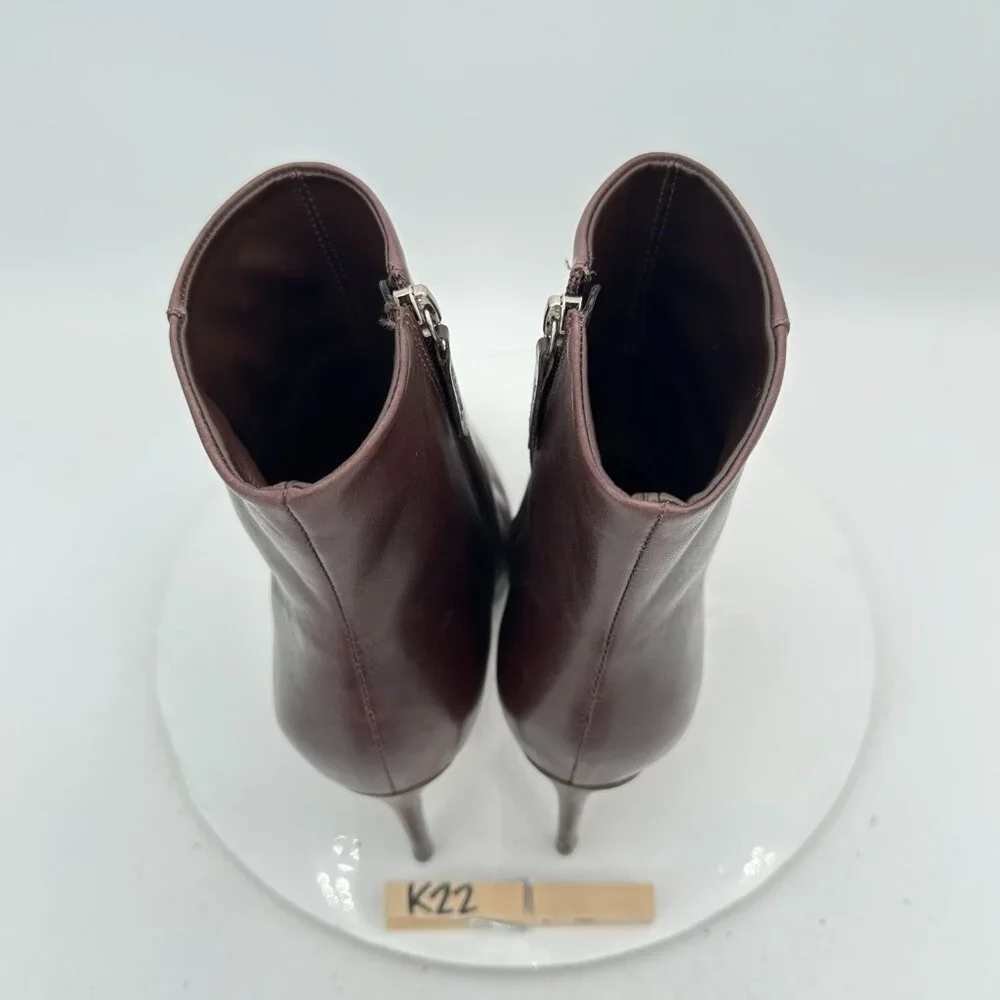 Schutz Women Size 9B Dark Brown Leather Side Zip Pointed Toe Ankle Heel Boot - Picture 9 of 11